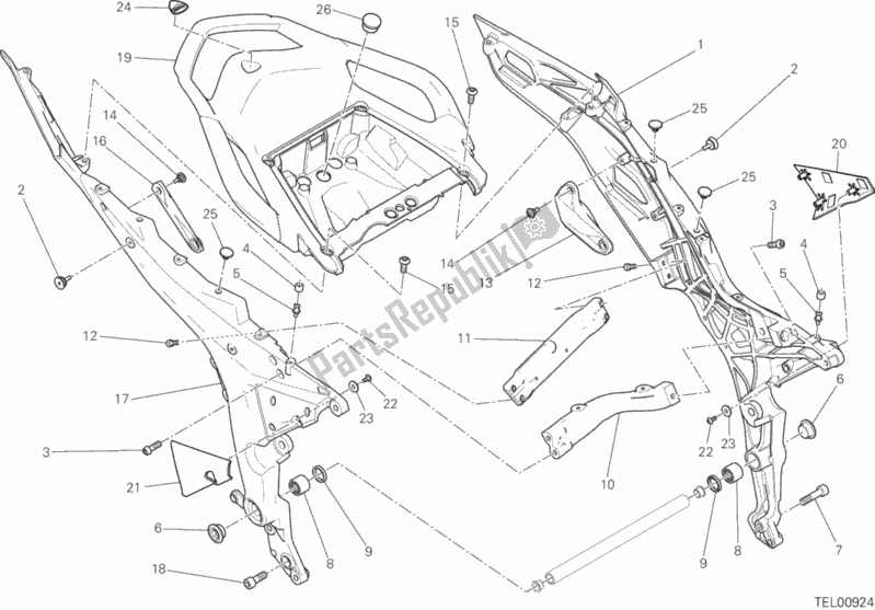 All parts for the Rear Frame Comp. Of the Ducati Multistrada 1200 Touring USA 2016